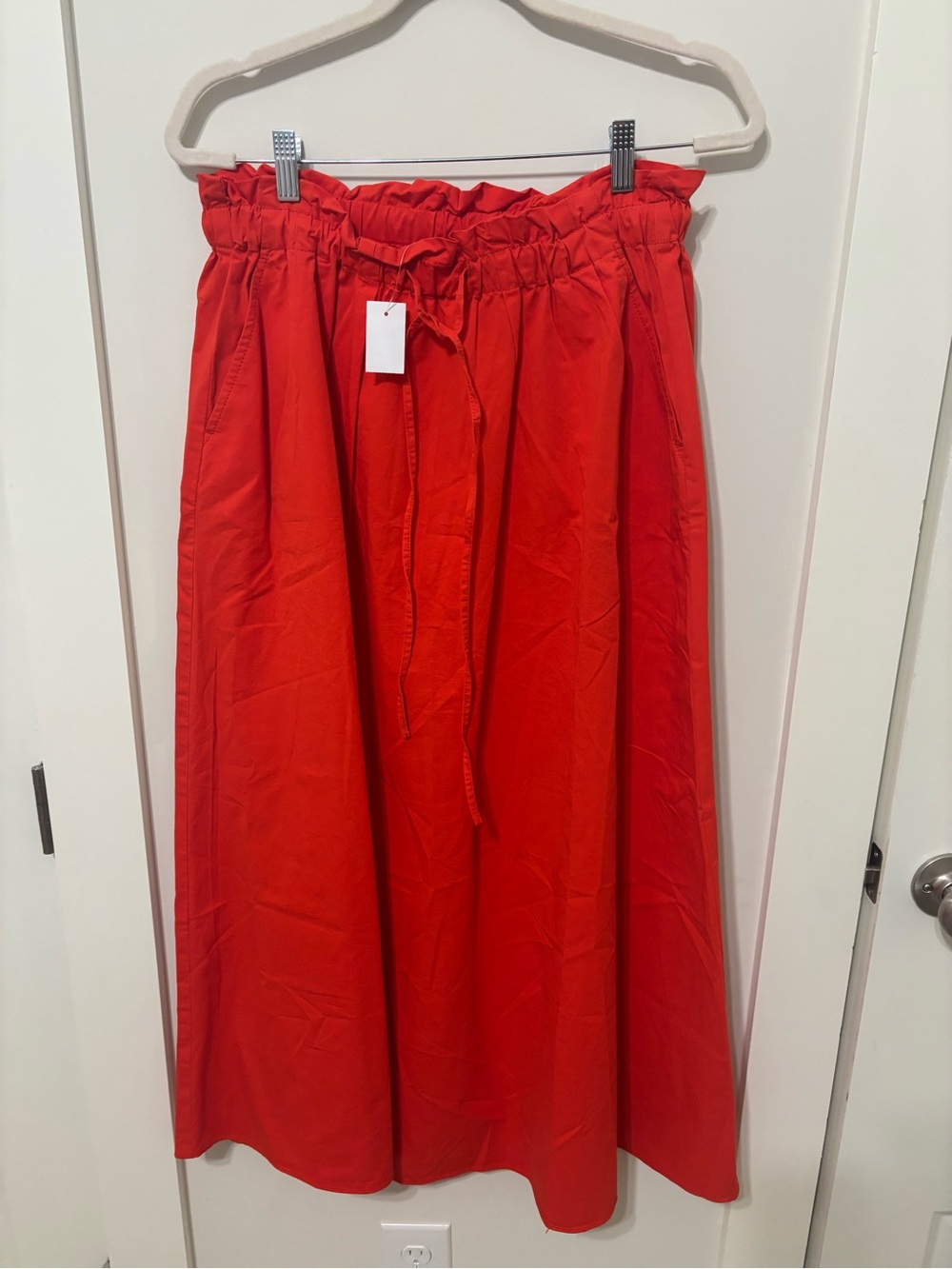 LOFT Red Paperbag Waist Maxi Skirt